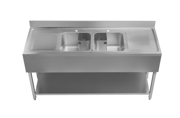 PD1800-Double Bowl Commercial Sink with Double Drainer - 1800mm