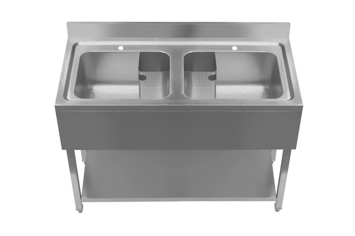 PD1000DB-Small Double Bowl Midi Pot Wash Sink - 1000mm