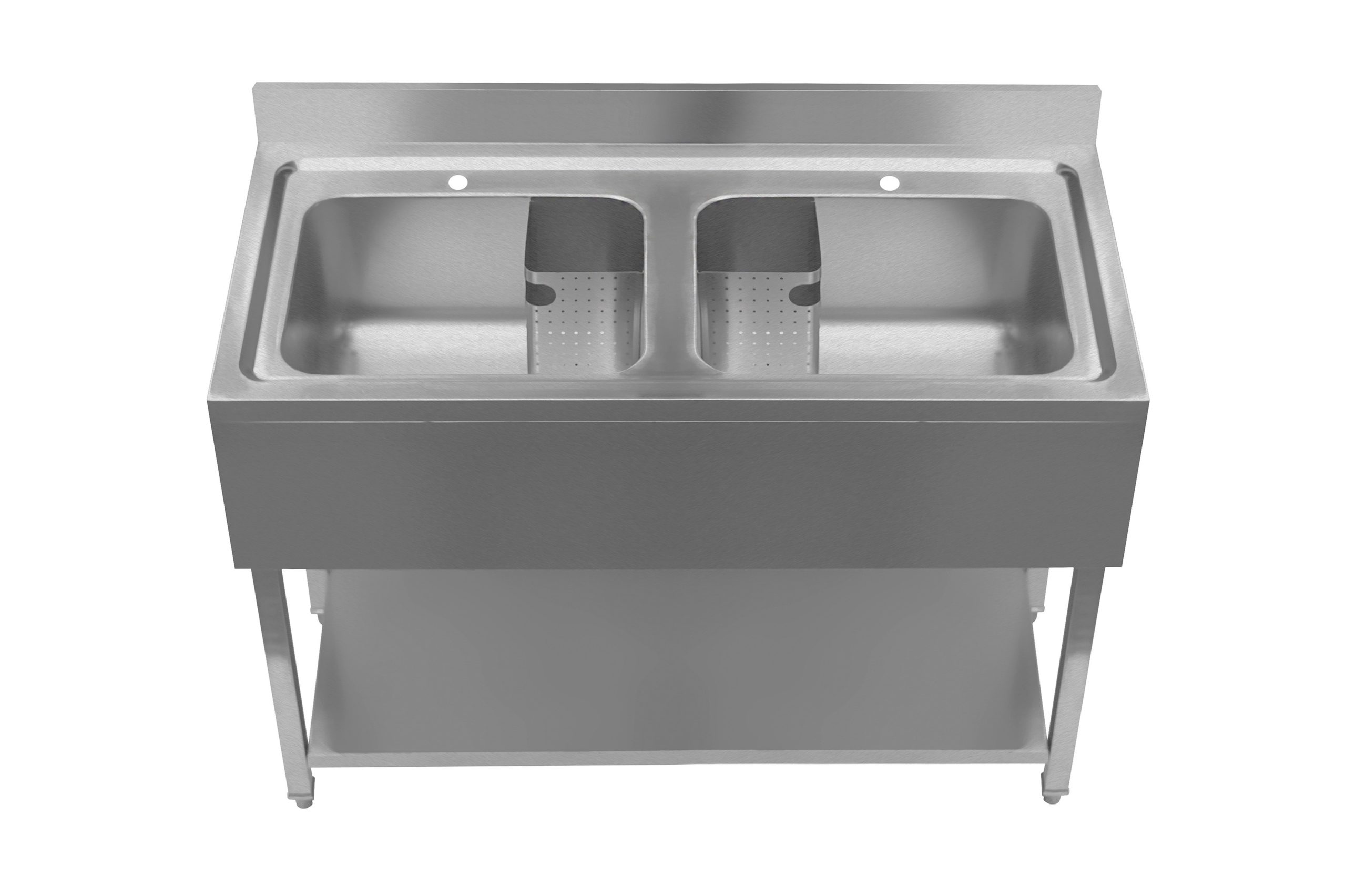 PD1000DB-Small Double Bowl Midi Pot Wash Sink - 1000mm