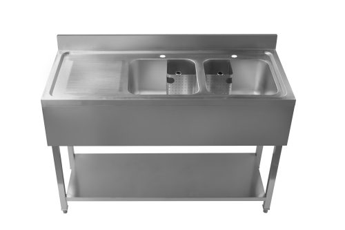 PD1400LHD-Double Bowl Catering Sink Left Hand Drainer - 1400mm