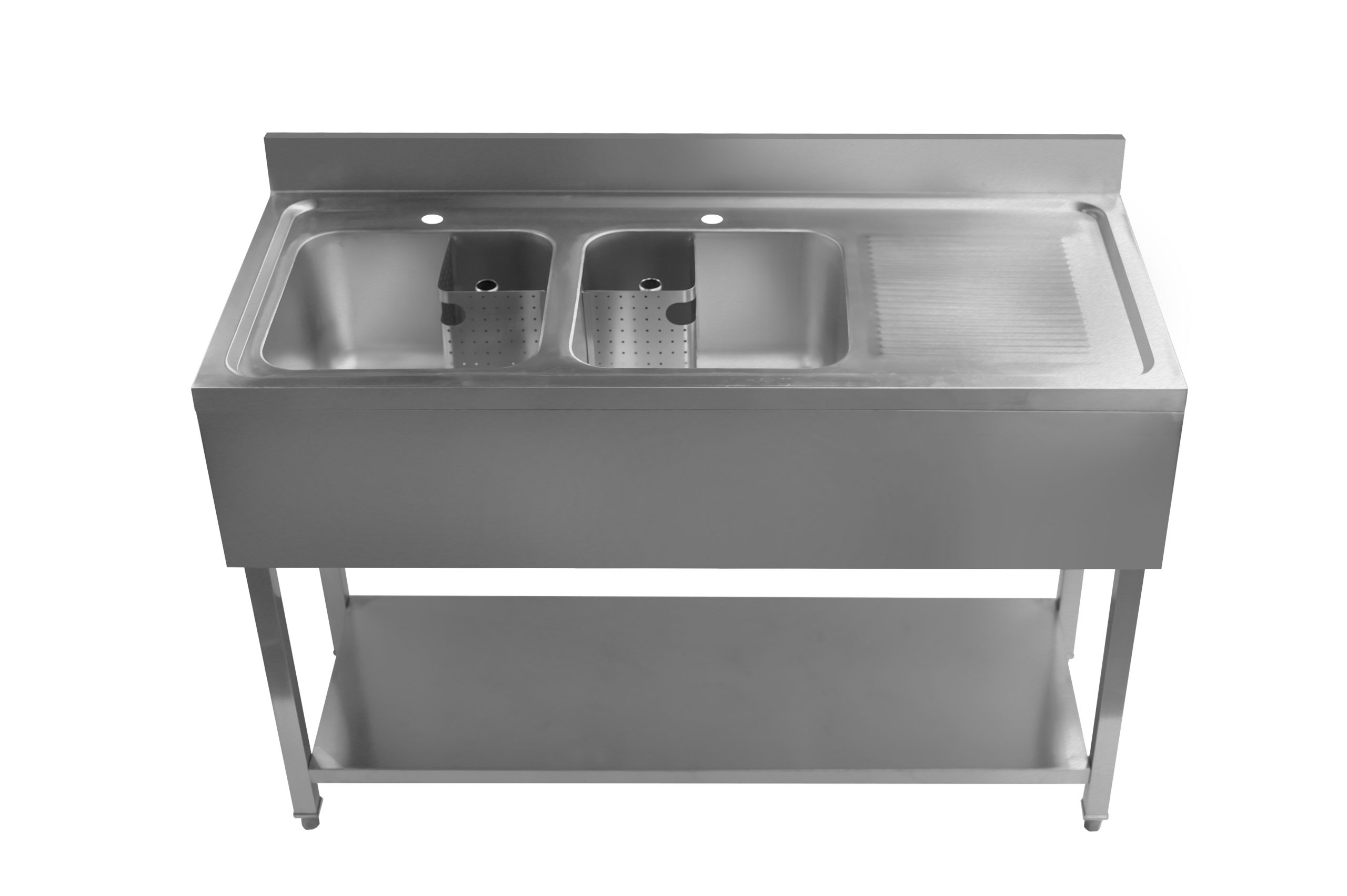 PD1400RHD - Double Bowl Commercial Sink Right Hand Drainer - 1400mm