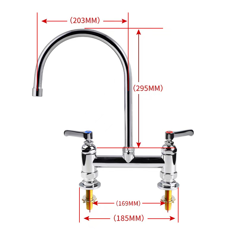 Commercial Mixer Tap Heavy Duty Gooseneck Twin Pedestal 28 Twin Feed Commercial Gooseneck Tap