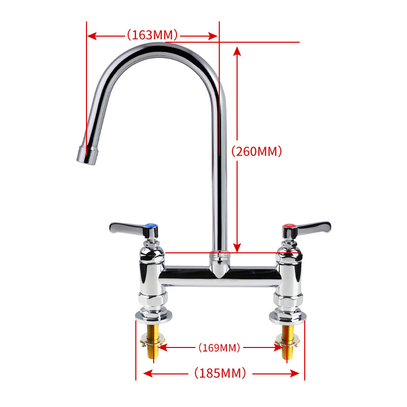 Commercial Mixer Tap For Twin Hole Sink
