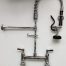 Small Twin Pedestal Rinse Spray Deck Mount Tap